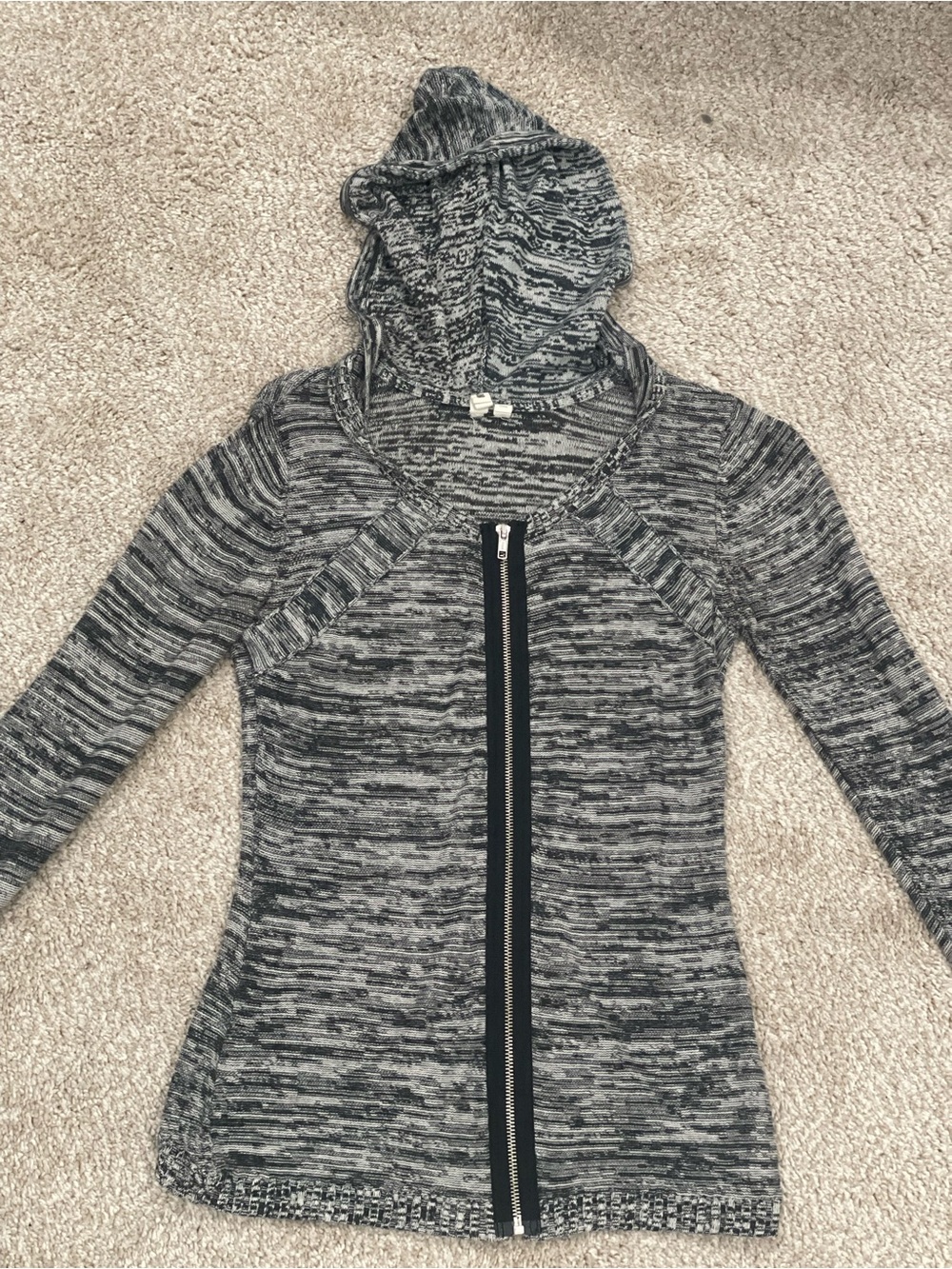 Hang Ten Gray Marled Zip-Up Hooded Cardigan